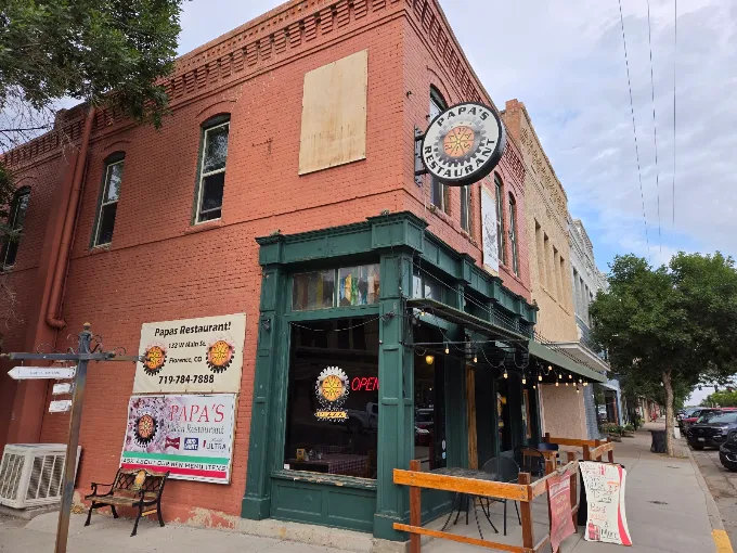 Front of Papa's Italian Restaurant in Florence, Colorado